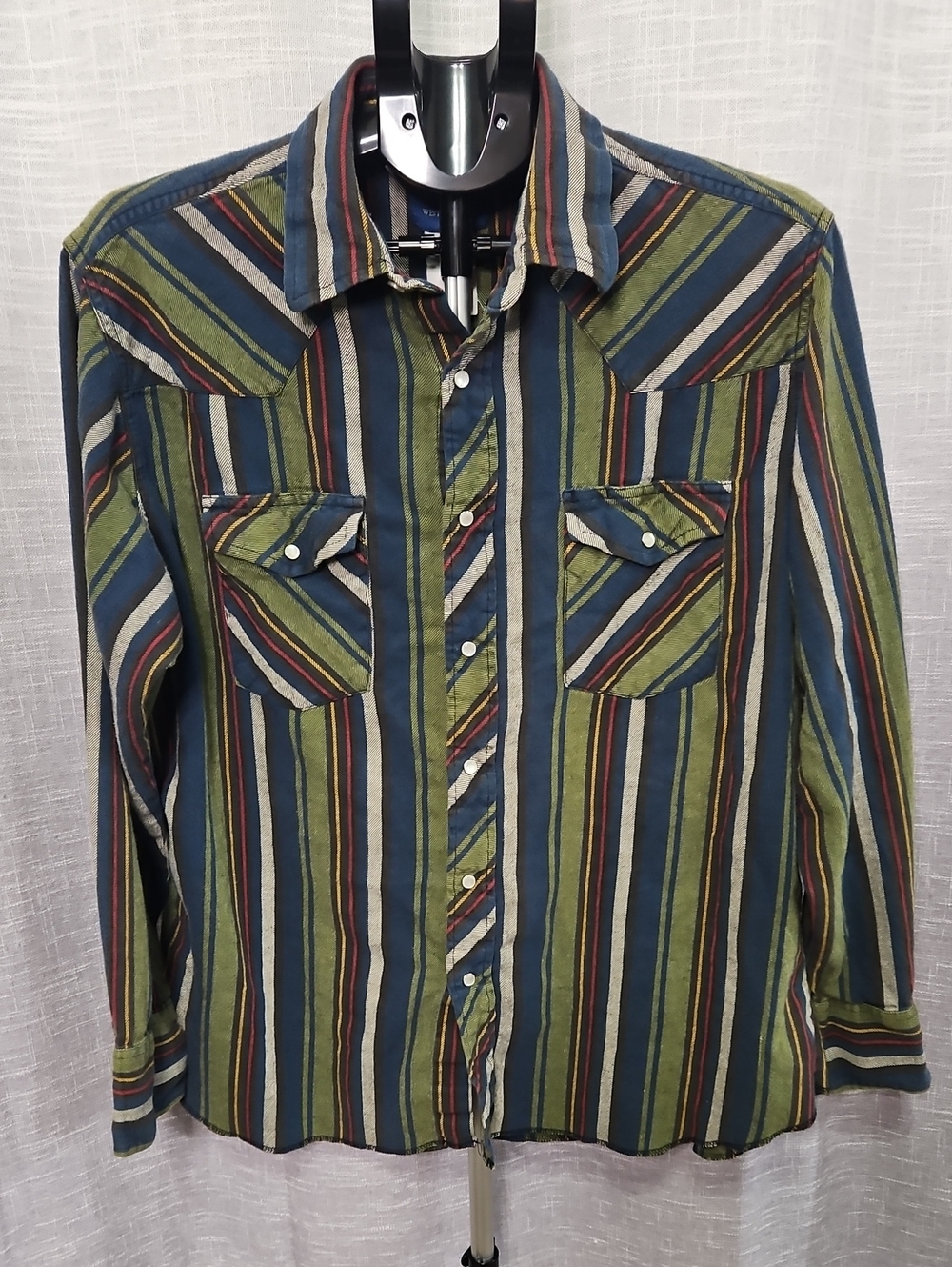 Vintage Wrangler Multicolor Striped Pearl Snap Western Shirt